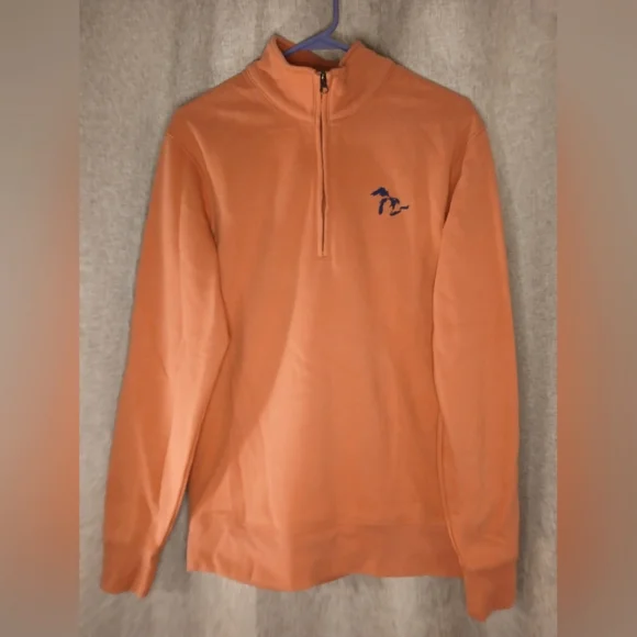 OUTTA TOWN WOMENS SIZE XS LONG-SLEEVE ORANGE AND NAVY BLUE SWEATER - Picture 1 of 3